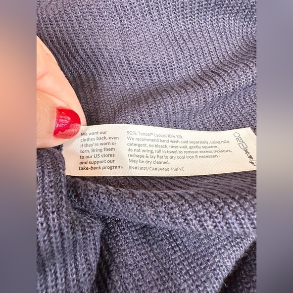 Eileen Fisher Long Open Front Sweater Cardigan in Navy and Brown Size Medium - Picture 6 of 8